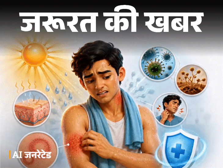 जरूरत की खबर- गर्मियों में स्किन इन्फेक्शन: धूप, उमस और पसीने से बढ़ता स्किन रैश, डर्मेटोलॉजिस्ट से जानें बचाव के 10 टिप्स जरूरत की खबर- गर्मियों में स्किन इन्फेक्शन: धूप, उमस और पसीने से बढ़ता स्किन रैश, डर्मेटोलॉजिस्ट से जानें बचाव के 10 टिप्स
