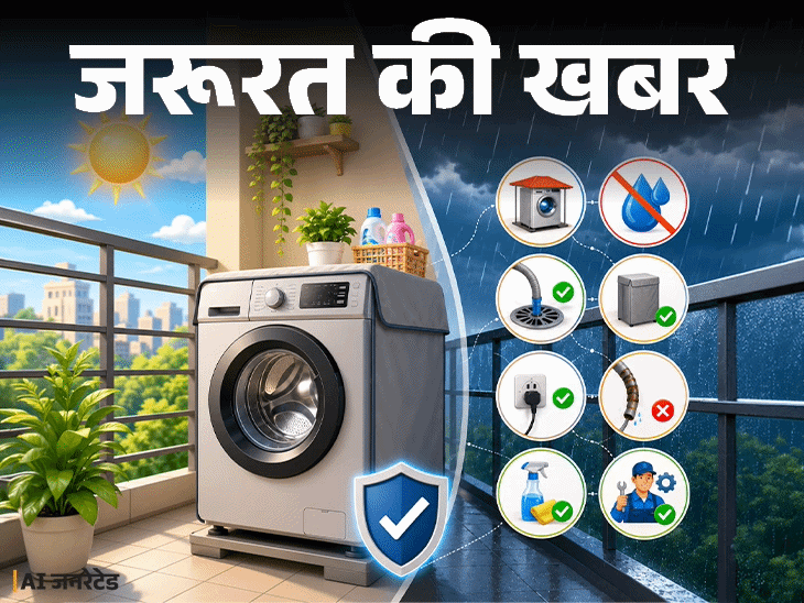 जरूरत की खबर- क्या वॉशिंग मशीन बालकनी में रखना सही:  जानें मेंटेनेंस टिप्स, 12 सावधानियां, कितने दिनों में सर्विसिंग जरूरी