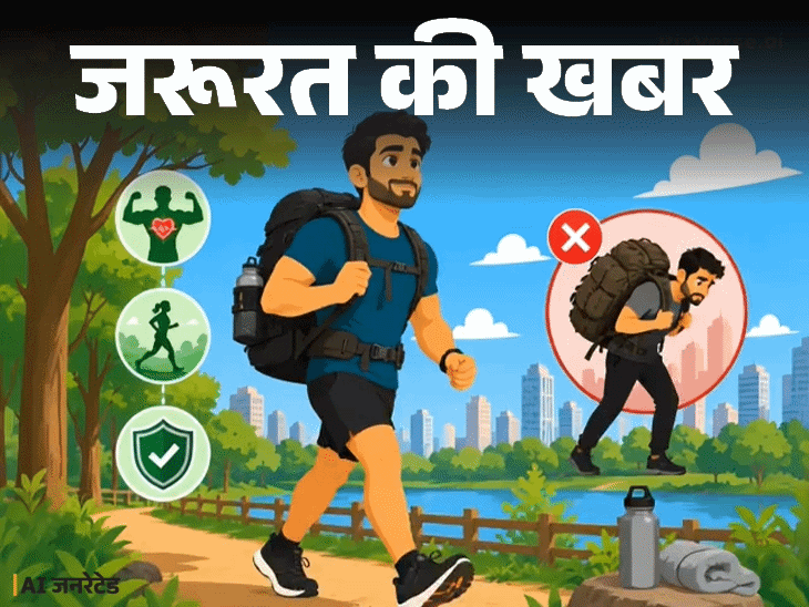 जरूरत की खबर- फिटनेस का नया ट्रेंड ‘रकिंग’: पीठ पर वजन लेकर चलने-दौड़ने के 10 फायदे, न करें ये गलतियां, बरतें 8 जरूरी सावधानियां जरूरत की खबर- फिटनेस का नया ट्रेंड ‘रकिंग’: पीठ पर वजन लेकर चलने-दौड़ने के 10 फायदे, न करें ये गलतियां, बरतें 8 जरूरी सावधानियां